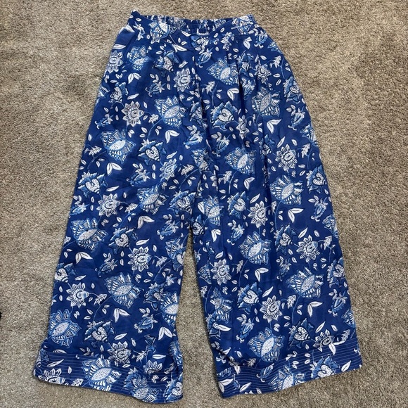 Beau & Ro Murray Pant in Classic Blue Floral Size Small Wide Leg High Waist - Picture 1 of 7
